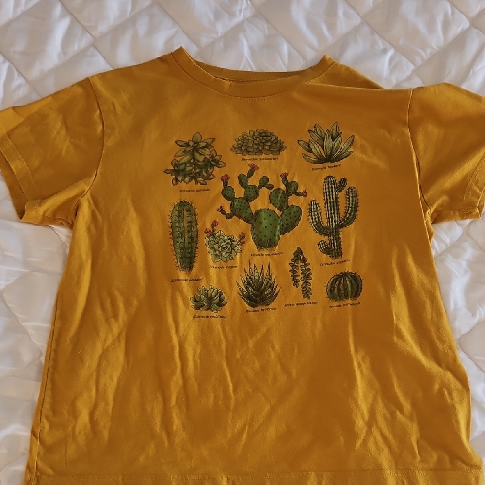 Kids Cactus Print Yellow T-Shirt
